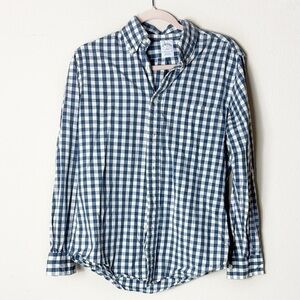 Brooks Brothers Slim Fit Gingham Blue White 100% Cotton Button Down Shirt size S